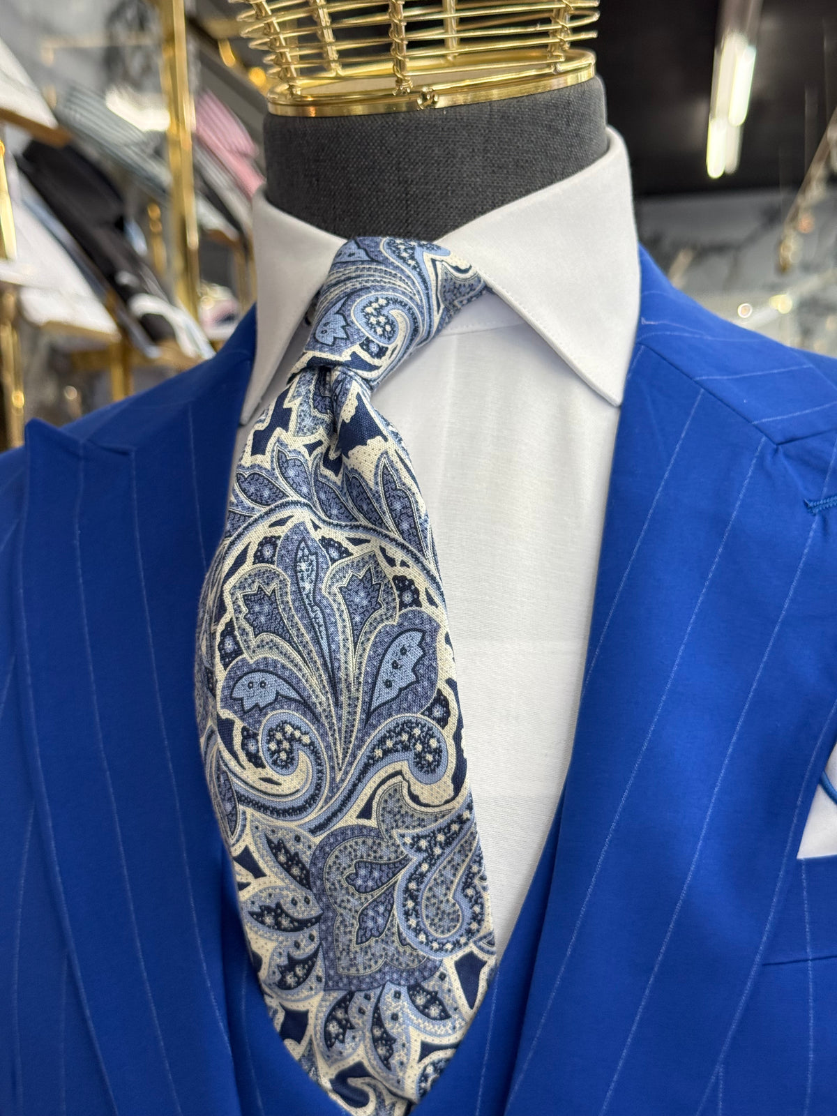 Necktie Cobalt Blue Big Paisley