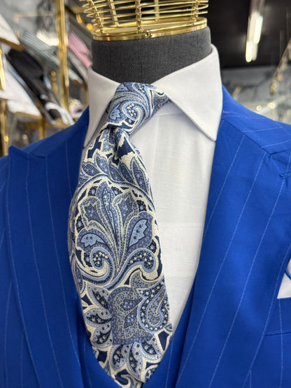 Necktie Cobalt Blue Big Paisley