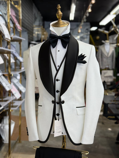 White Sparkly Edition Shawl Lapel Tuxedo