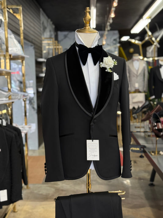 Black Shawl Lapel Velvet Edition