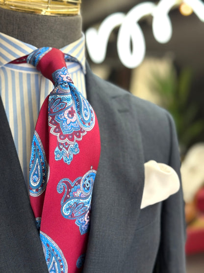 Necktie Big Paisley Crimson & Blue