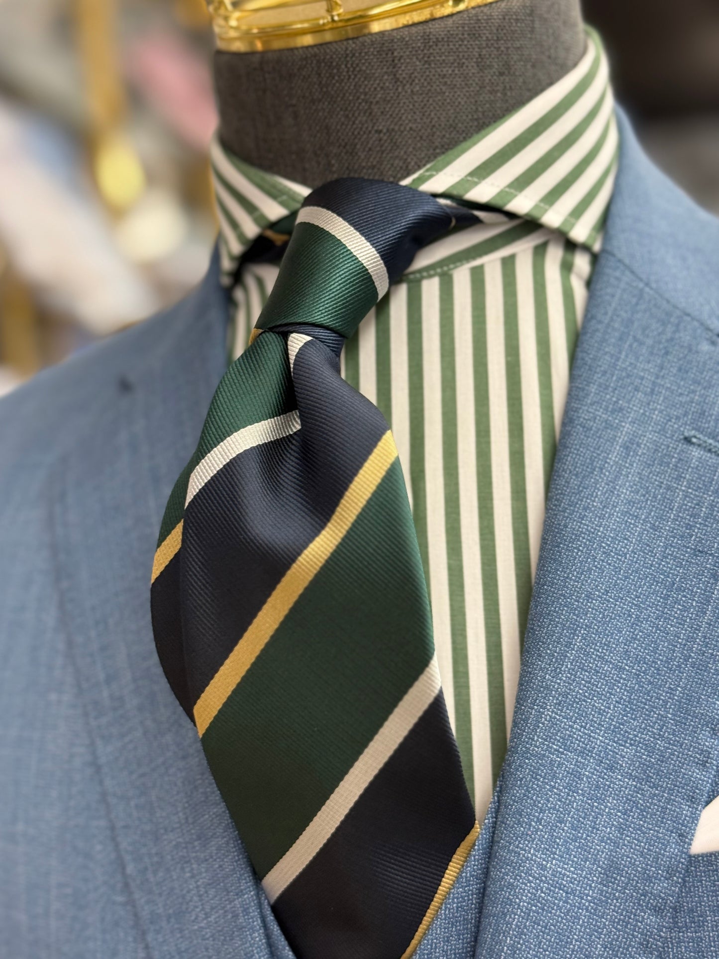 Necktie Regimental Classic Club Green and Navy