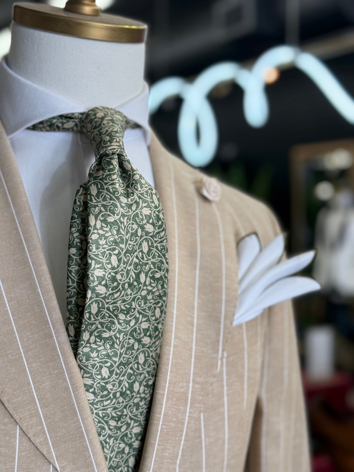 Necktie Floral Green & Vanilla