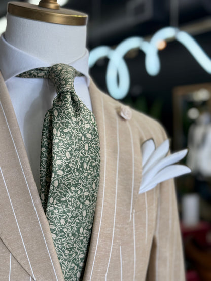Necktie Floral Green & Vanilla
