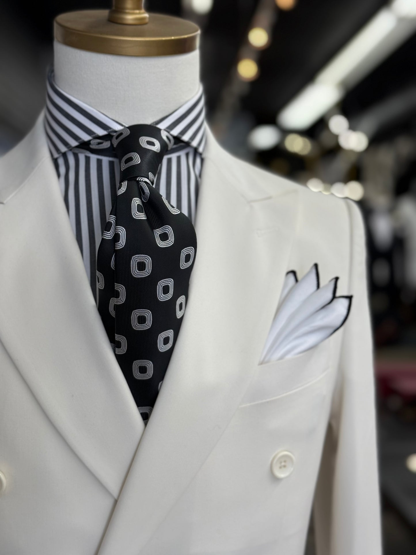 Necktie Square Medallion Black and White