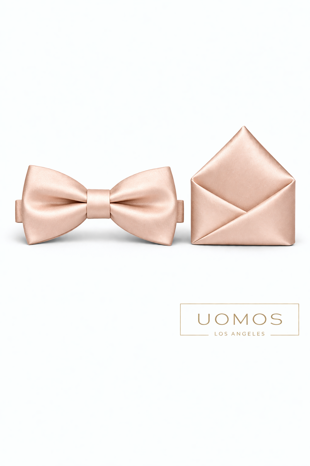 Champagne Blush, Soft Peach Bow tie & Pocket Square set.