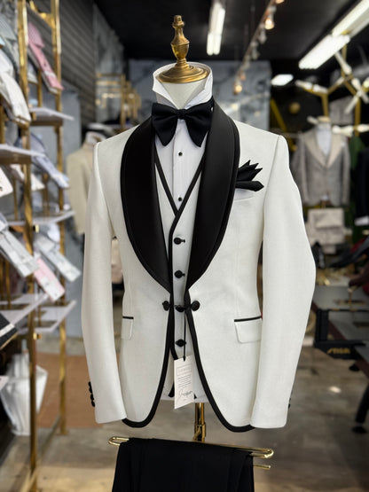 White Sparkly Edition Shawl Lapel Tuxedo