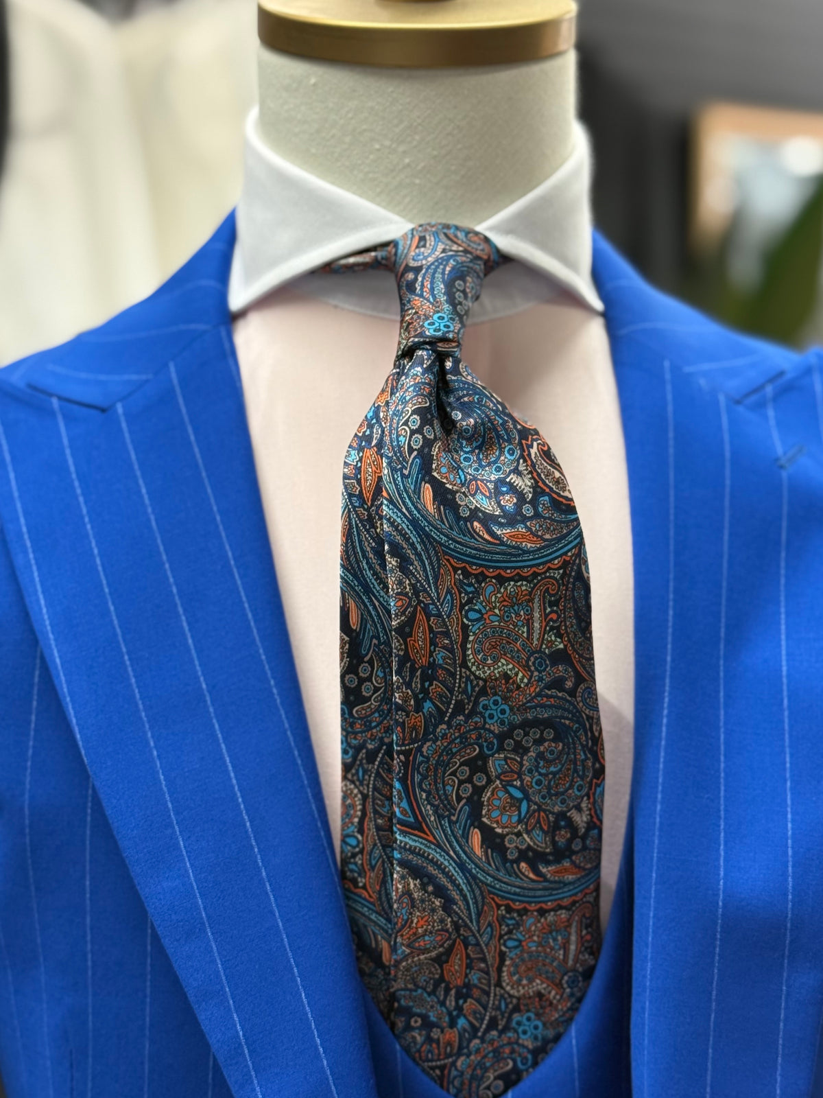 Necktie Mid Paisley Blur & Peach Orange