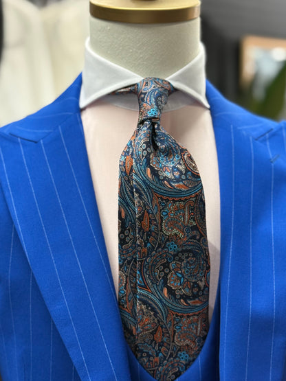 Necktie Mid Paisley Blur & Peach Orange