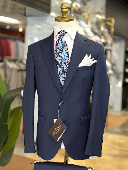 The Vitale Barberis Canonico Italian Wool Suit in Textured Navy Slim Fit