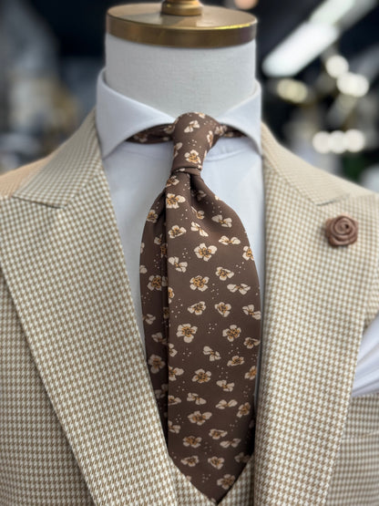 Necktie Floral Brown & Beige