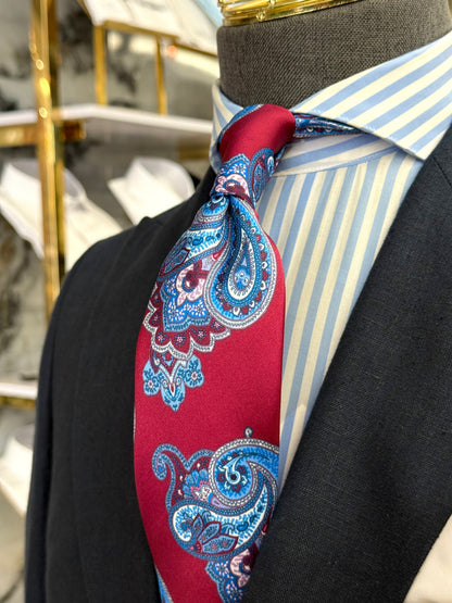 Necktie Big Paisley Crimson & Blue