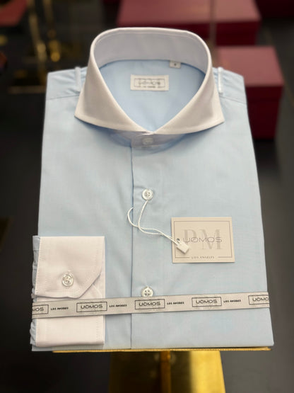 Light Blue & White Cutaway Collar and Cuffs Poplin