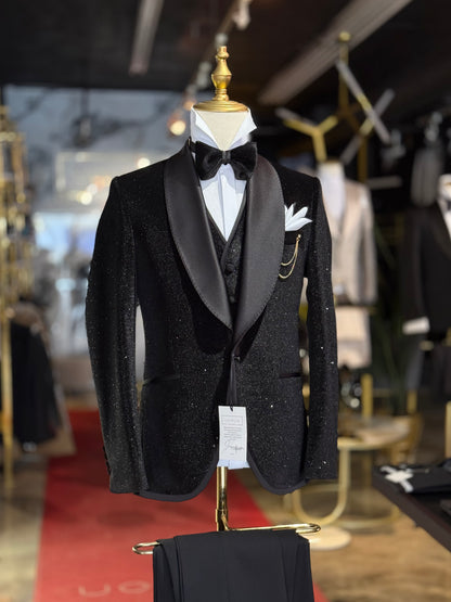 Sparkle Velvet SHAWL LAPEL Black Tie Tuxedo
