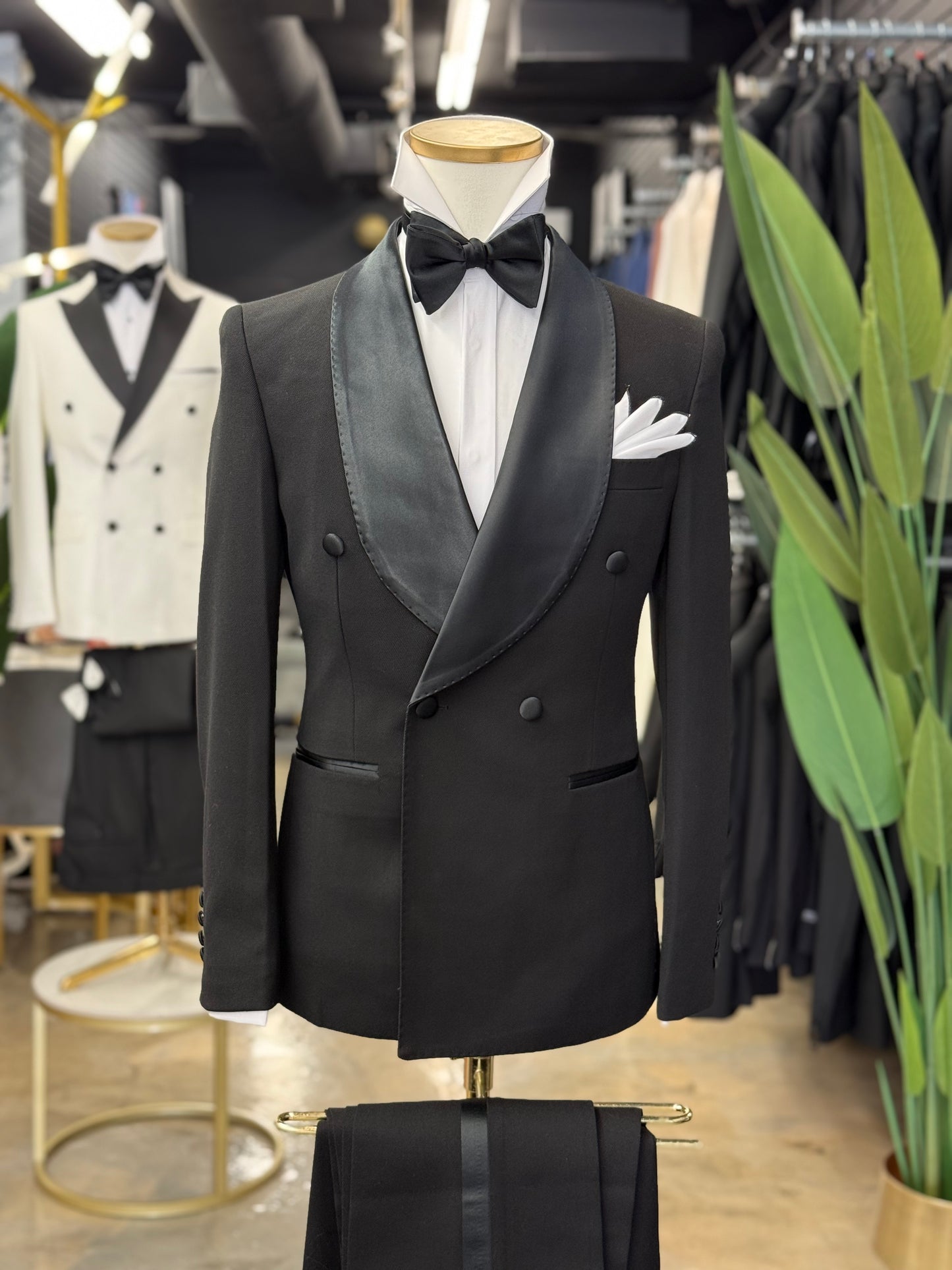 Black Shawl Lapel Tuxedo Double Breasted