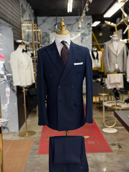 Navy Double-Breasted Suit