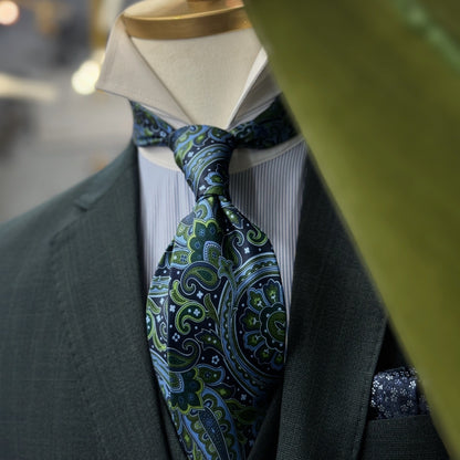 Necktie Big Paisley Blue & Green