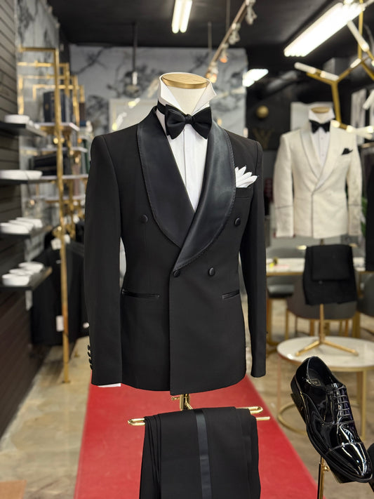 Black Shawl Lapel Tuxedo Double Breasted