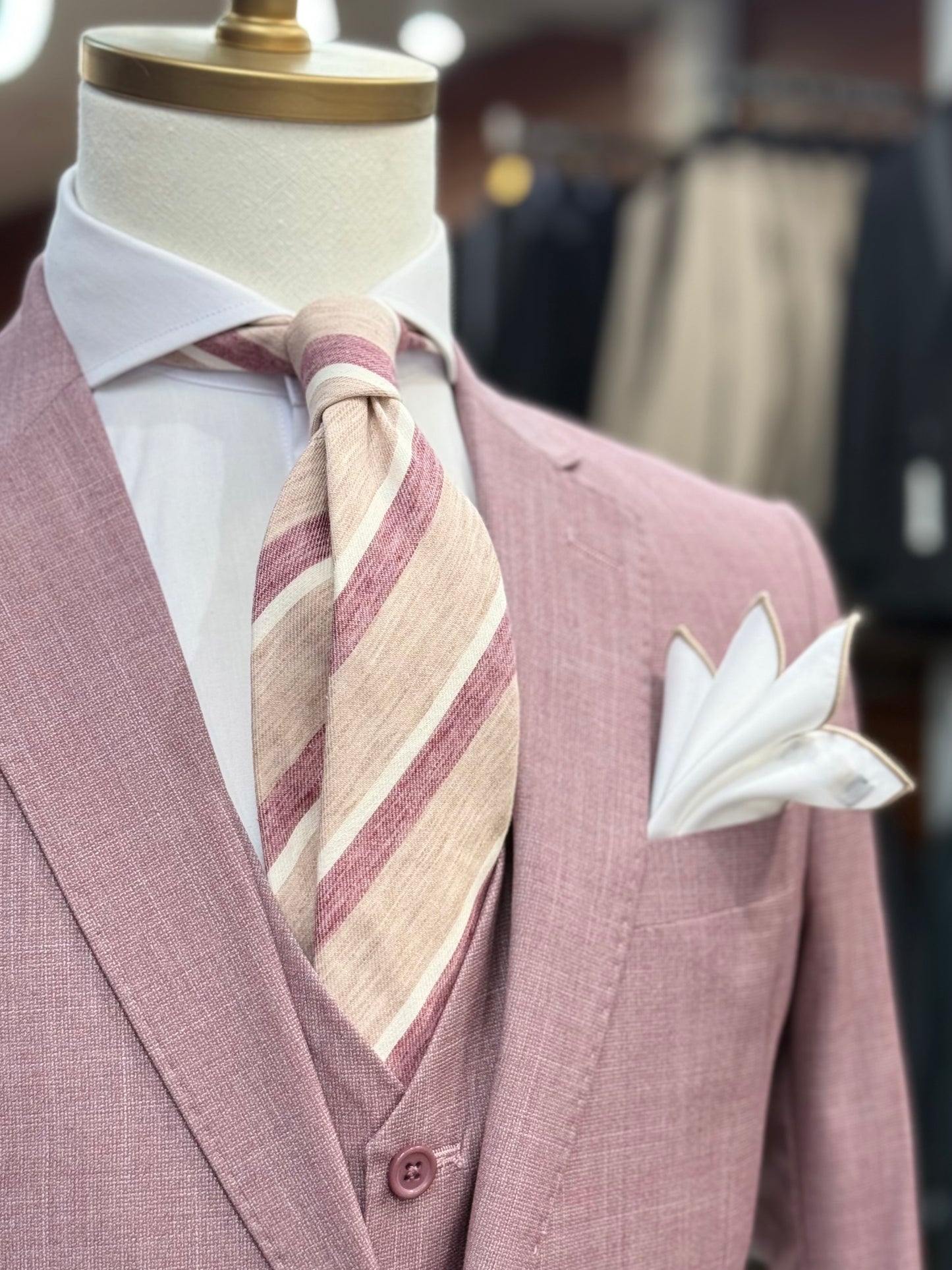 Necktie Regimental Blush Tan & Burgundy Textured tie