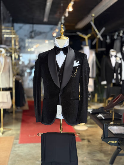 Sparkle Velvet SHAWL LAPEL Black Tie Tuxedo