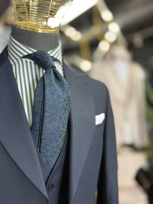 Necktie Floral Navy and Green