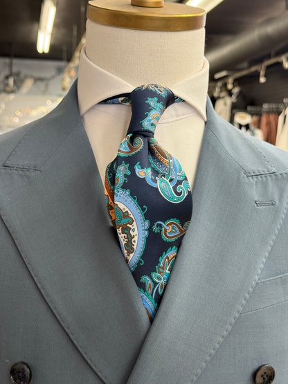 Necktie Big Paisley Navy & Teal
