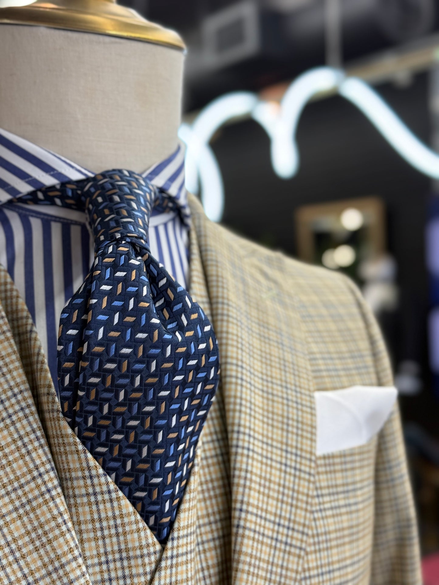 Necktie Navy Geometric