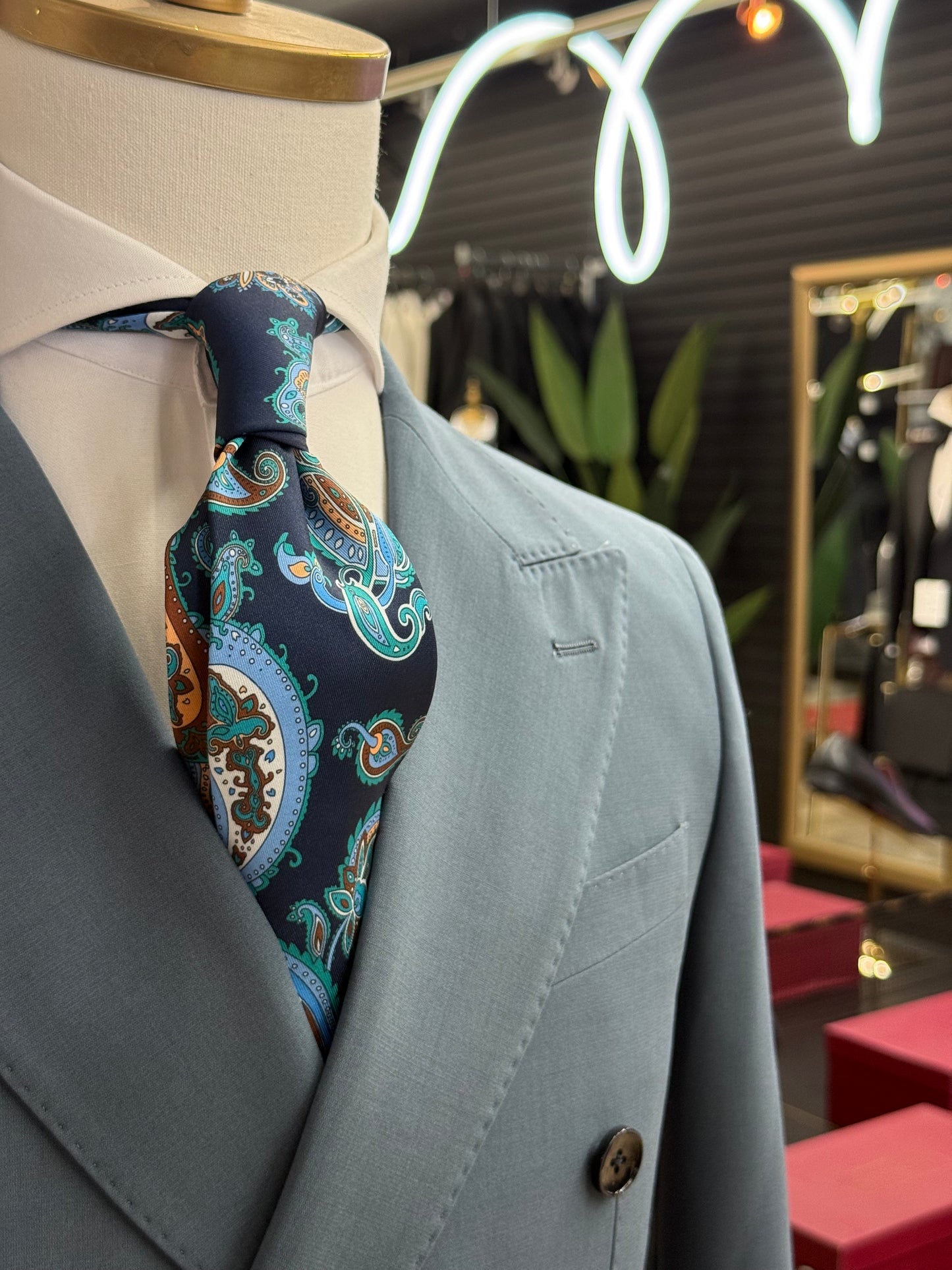 Necktie Big Paisley Navy & Teal