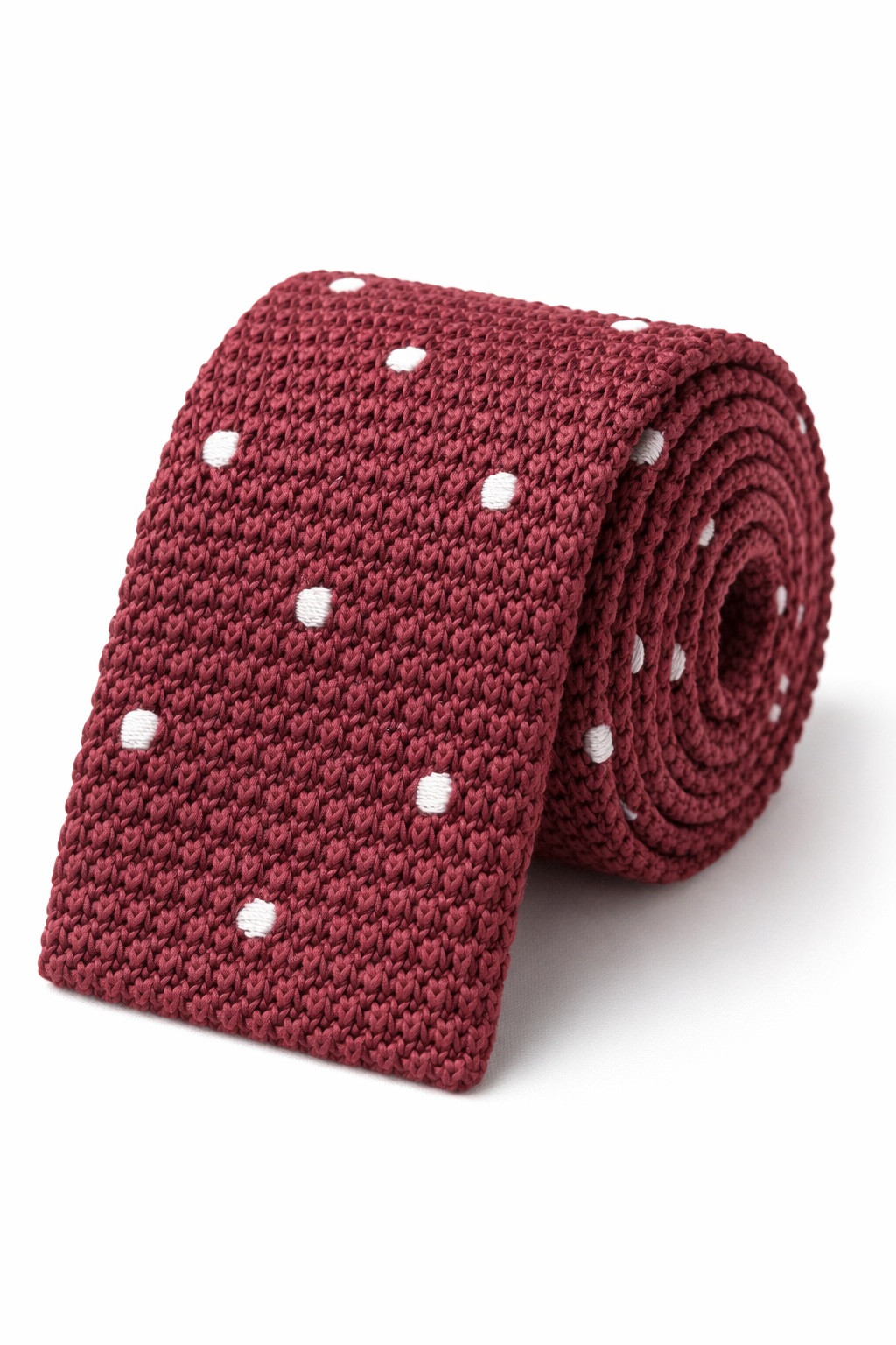 Knitted Burgundy Polka DotNecktie
