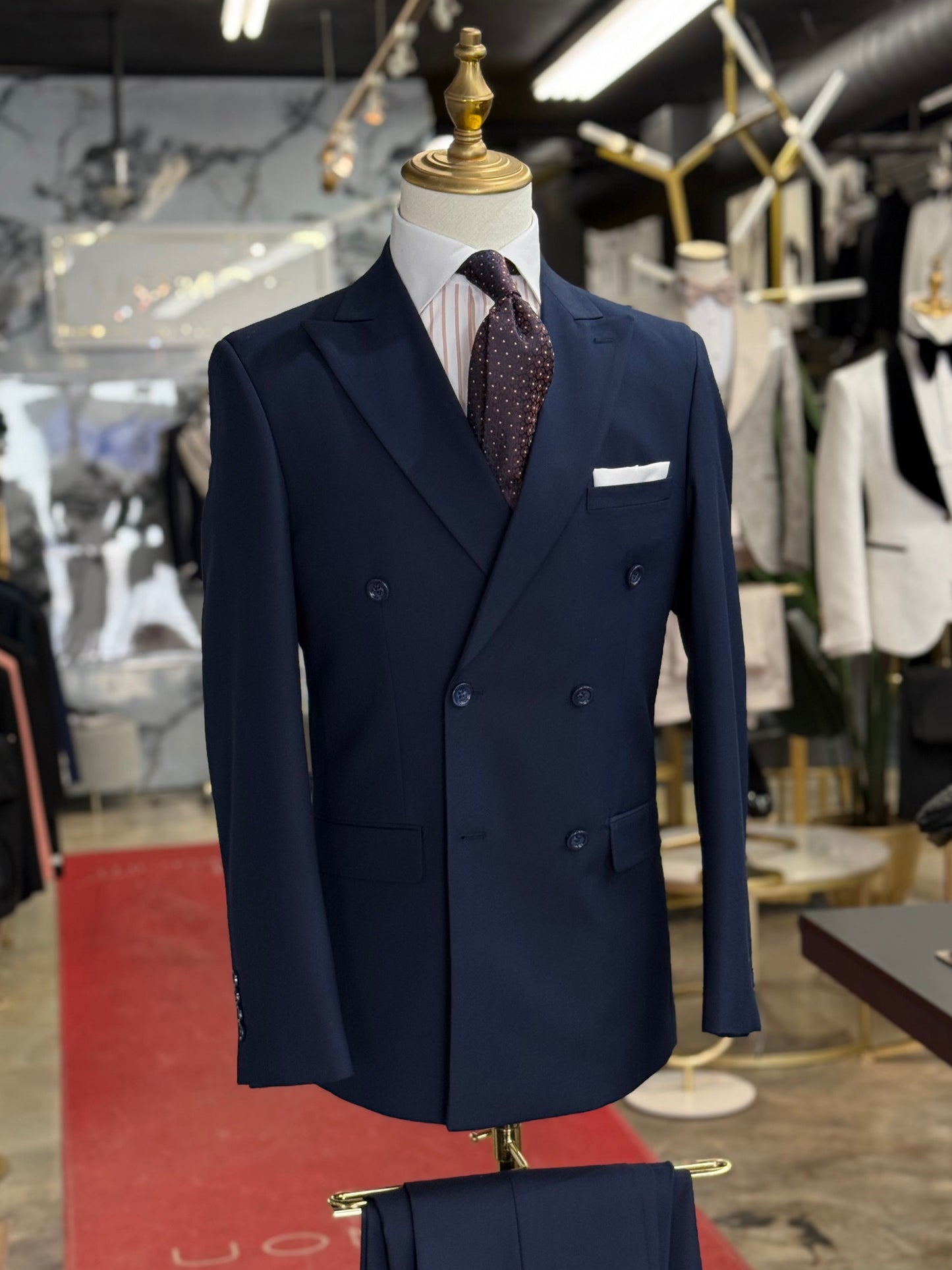 Navy Double-Breasted Suit