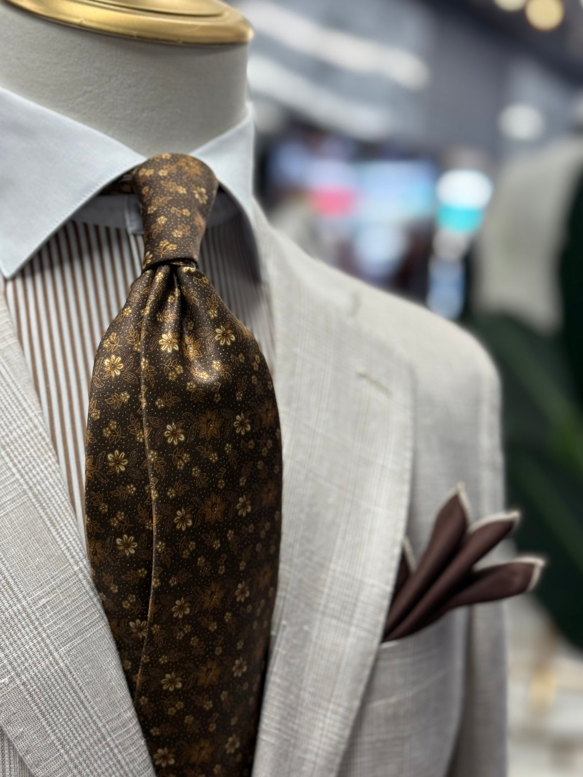 Necktie Floral Brown & Gold