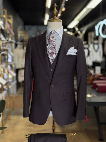 Espresso Plum Peak Lapel Suit