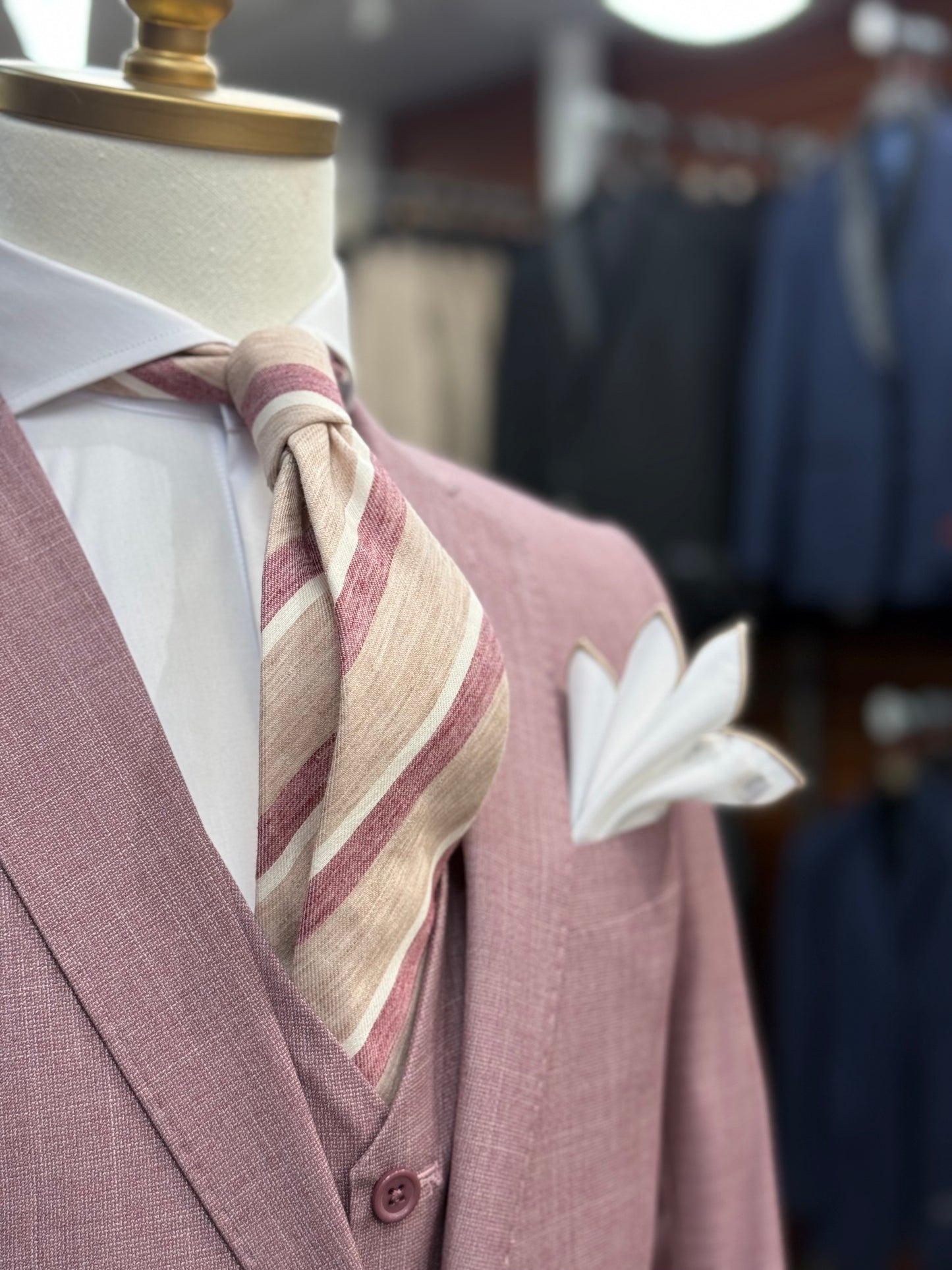 Necktie Regimental Blush Tan & Burgundy Textured tie