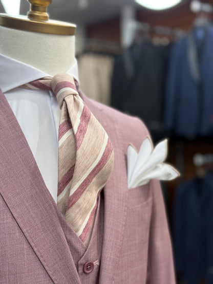 Necktie Regimental Blush Tan & Burgundy Textured tie