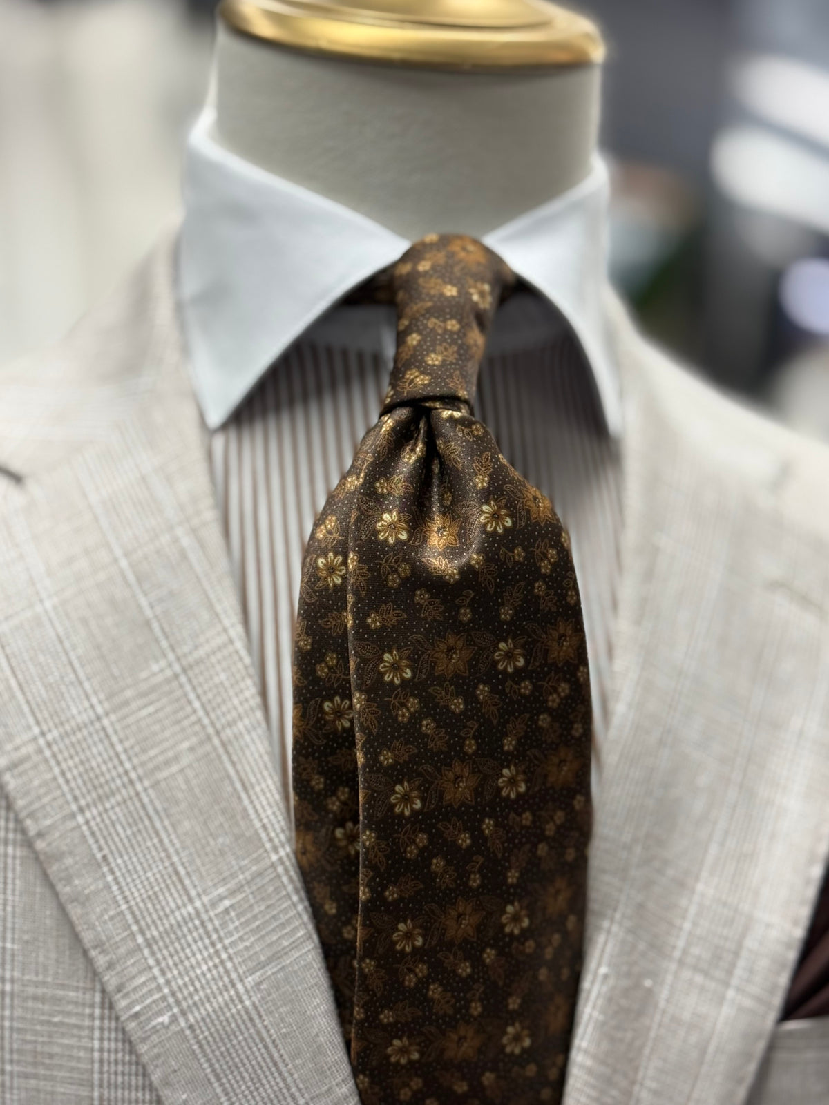 Necktie Floral Brown & Gold