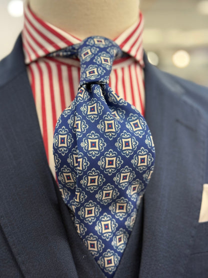 Necktie Medallion Royal Blue and Red dots