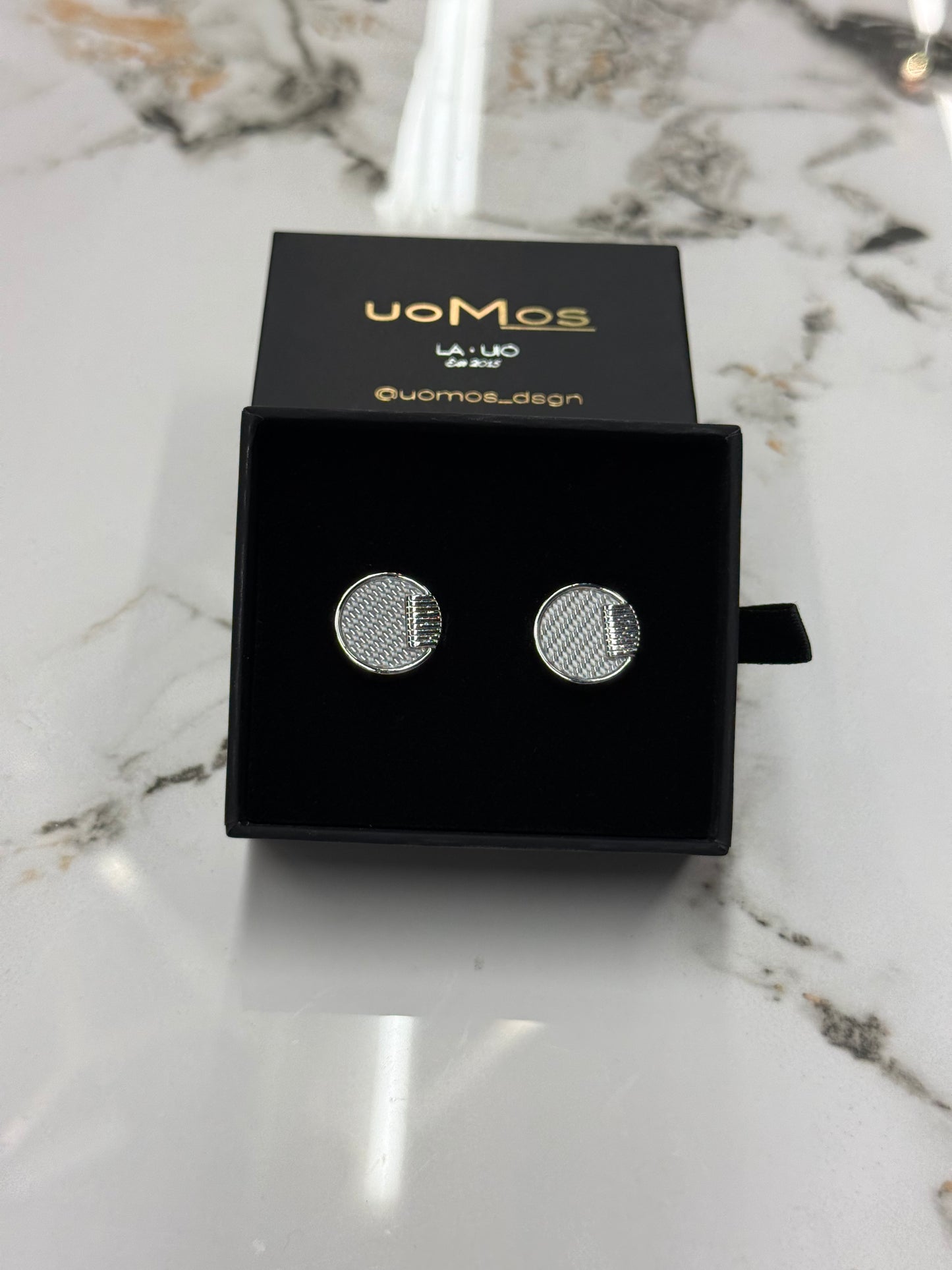 Silver Weave Circle Cufflinks