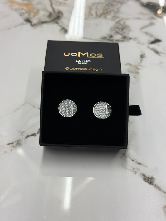 Silver Weave Circle Cufflinks