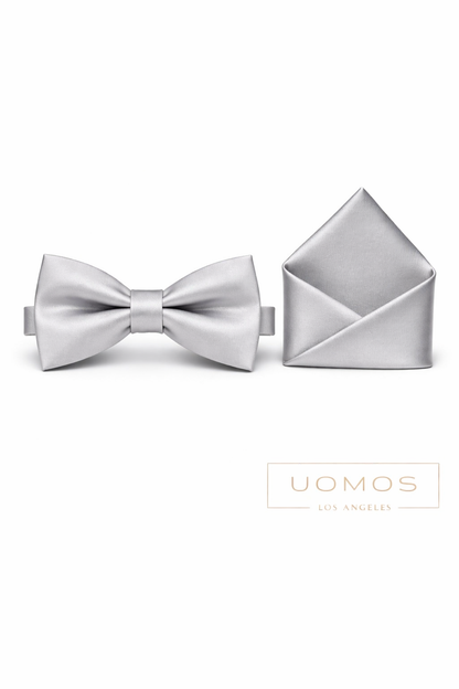 Silver Grey Bow tie & Pocket Square set.