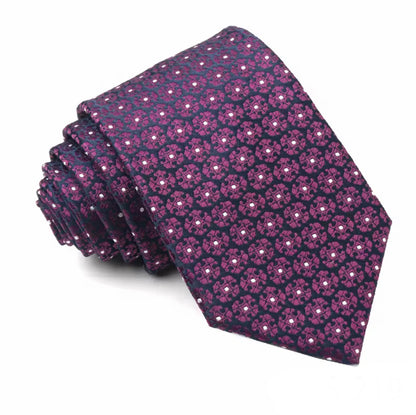 Necktie Plum and Navy geometrical floral