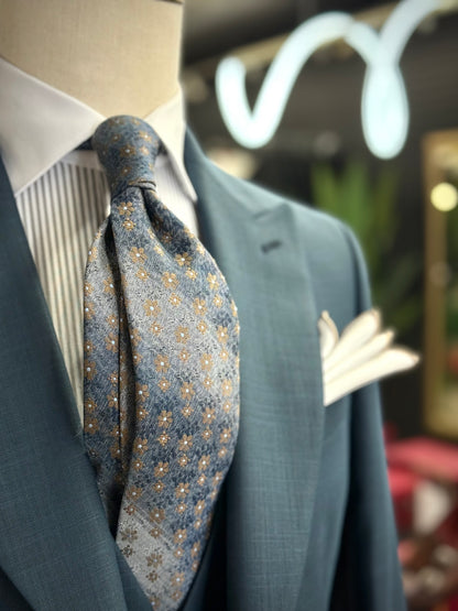 Necktie Aqua Teal Gradient Floral