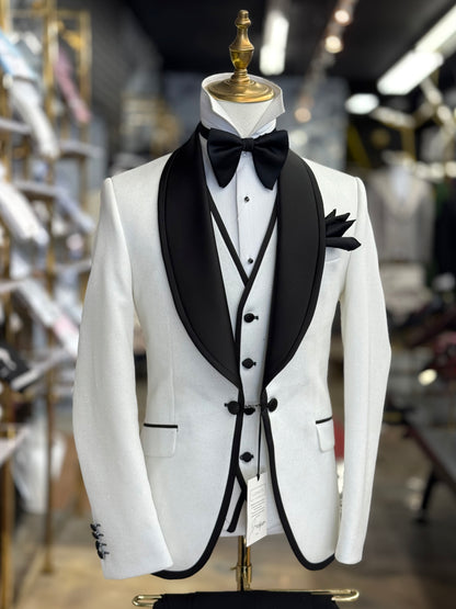 White Sparkly Edition Shawl Lapel Tuxedo