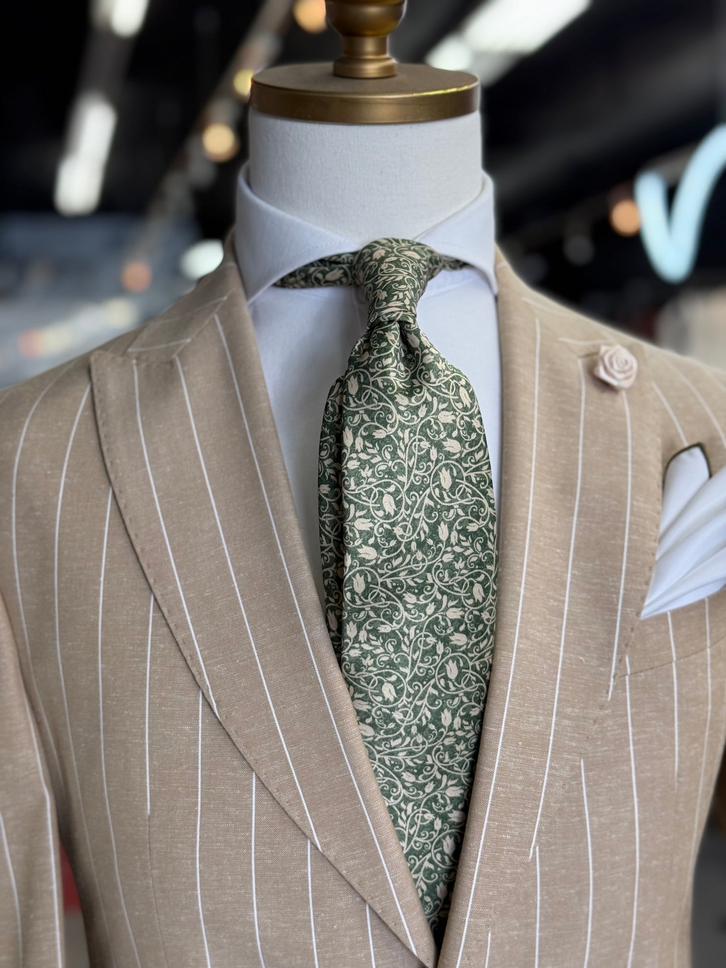 Necktie Floral Green & Vanilla