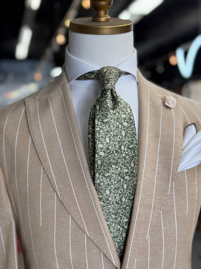 Necktie Floral Green & Vanilla