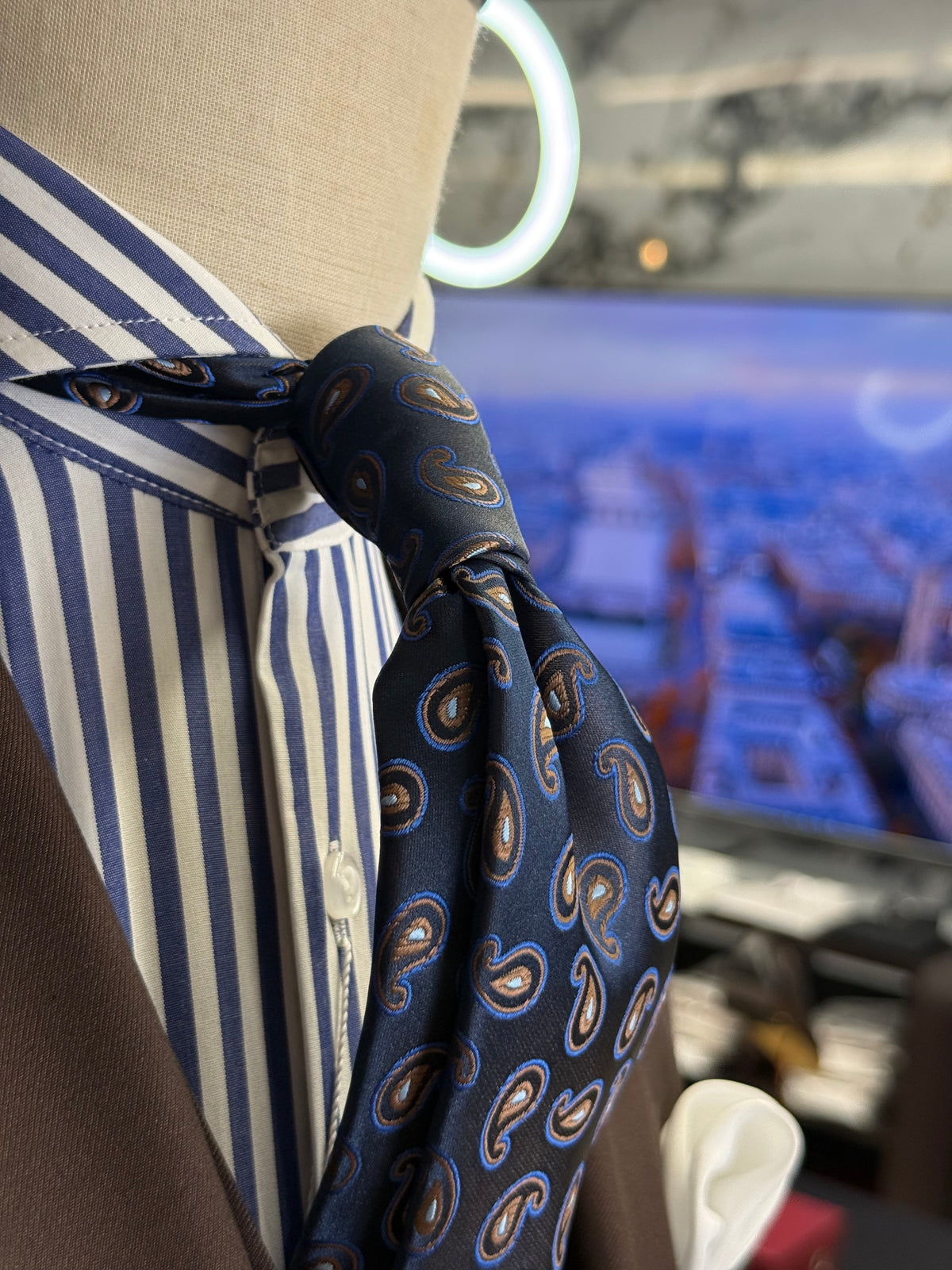 Necktie Midnight & Brown Med Peasley
