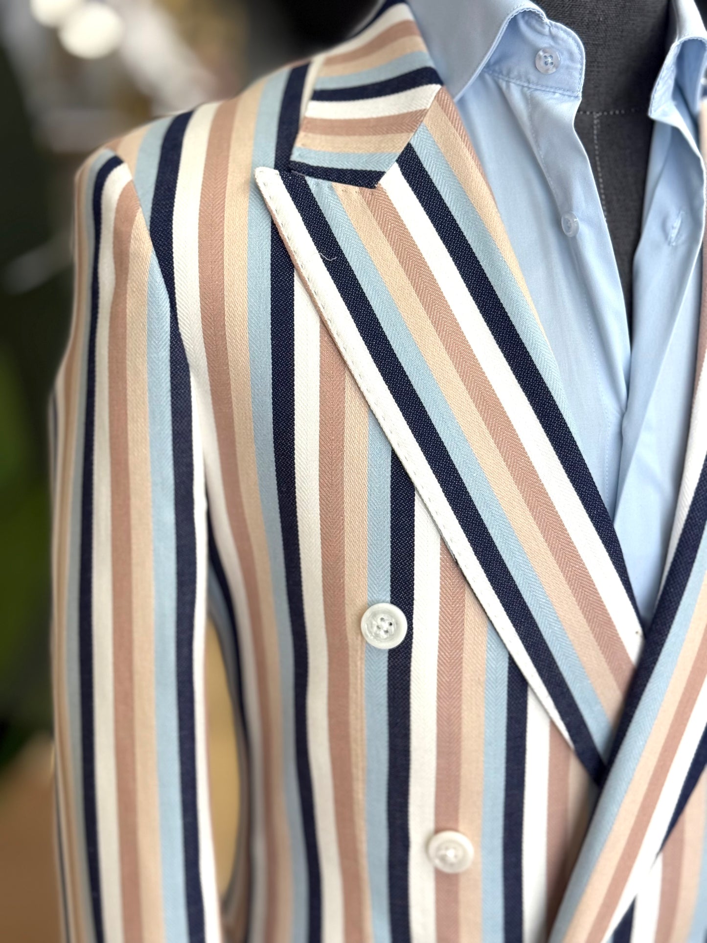 Stripe Double-Breasted Jacket 6x2