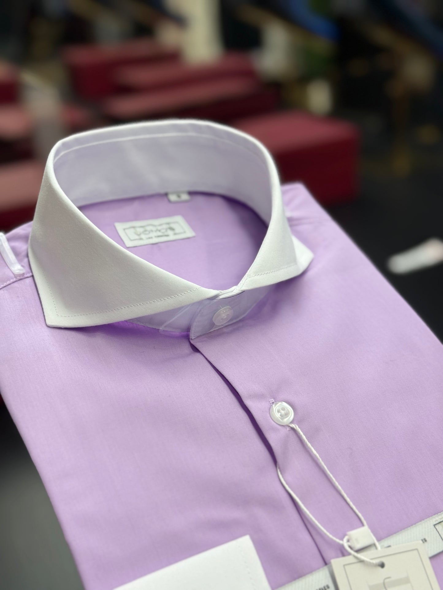Lavender & White Cutaway Collar and Cuffs Poplin
