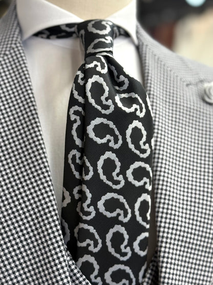 Necktie Paisley Black & silver