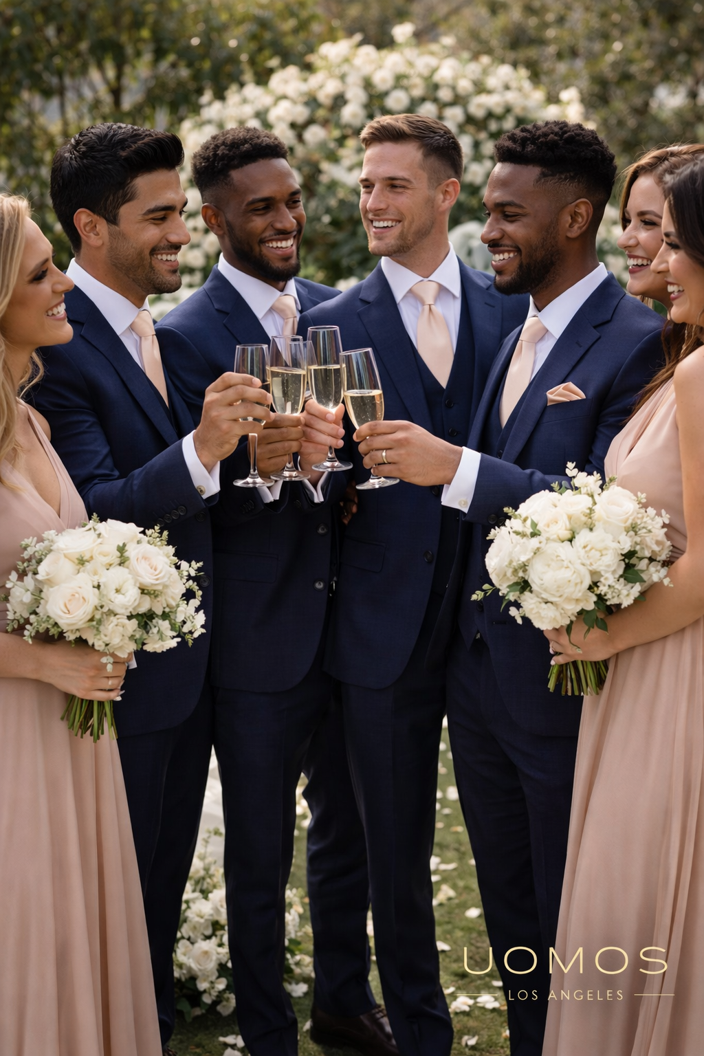 Champagne Blush, Soft Peach Tie & Pocket Square Set