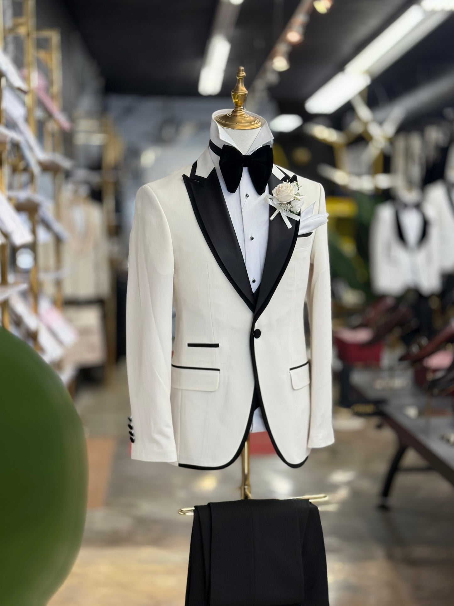 Ivory Signature Velvet Trim Peak Euro Tuxedo